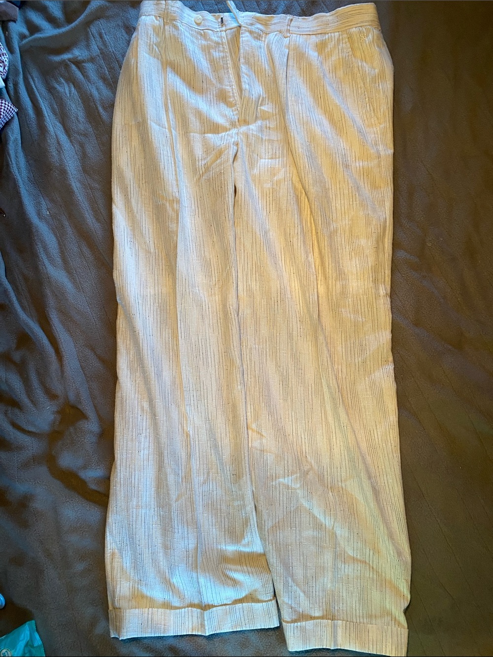 Stacy Adams Light Beige Pinstriped Chinos